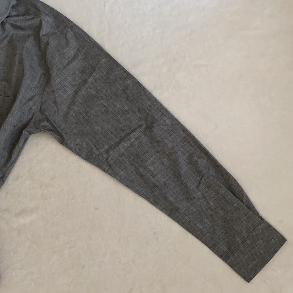Allen Edmonds | Plaid Wrinkle Free Cotton Button Down Shirt Gray/Grey (L) - Picture 8 of 16